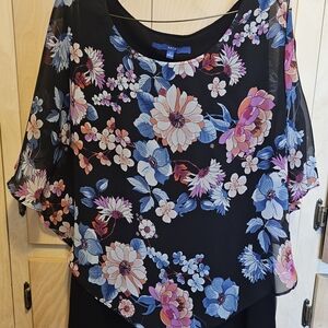 C2- Apt. 9 Black Floral Chiffon Blouse